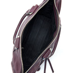 Prada Vitello Phenix Bauletto Tote Bag Grained Calfskin Burgundy SHW