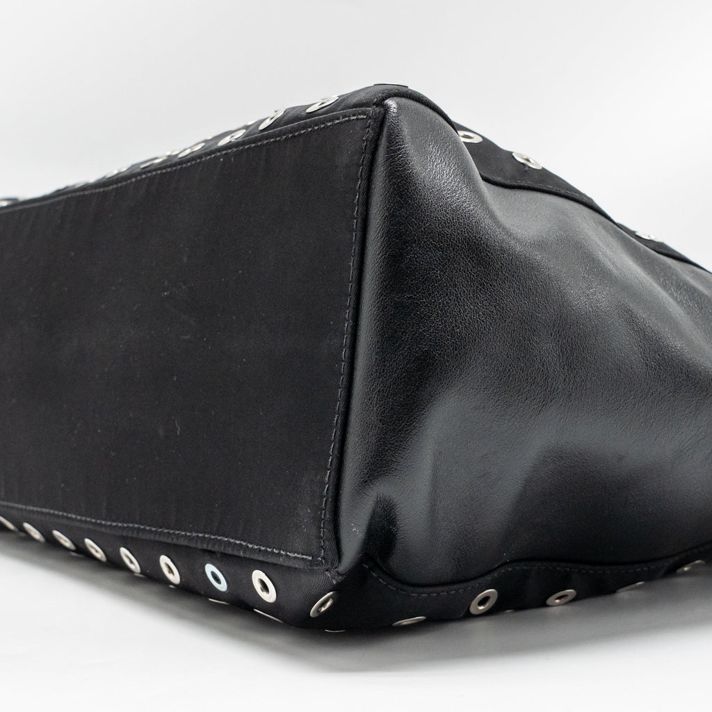 Prada shoulder bag lambskin / fabric black SHW