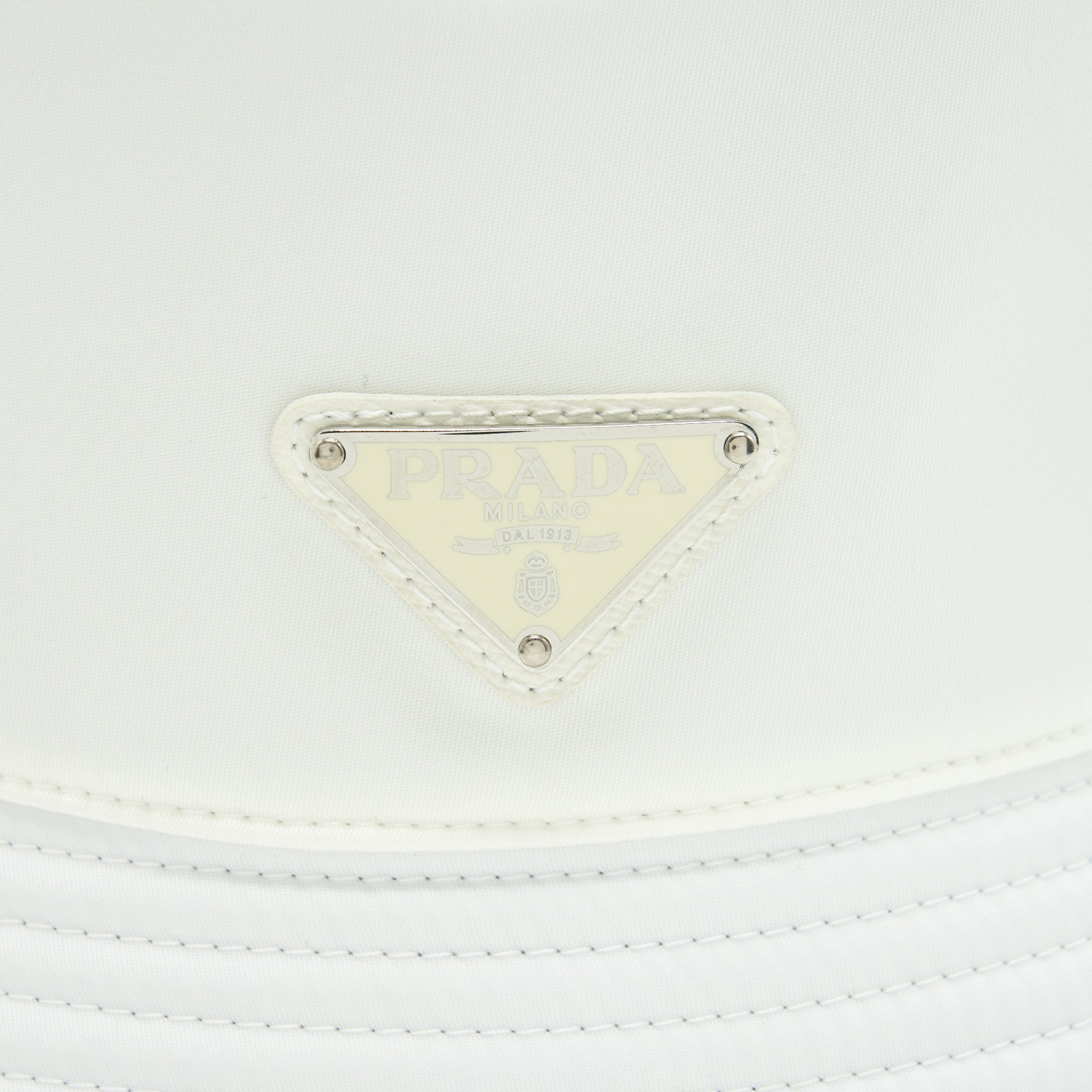 Prada Size M Nylon Bucket Hat White