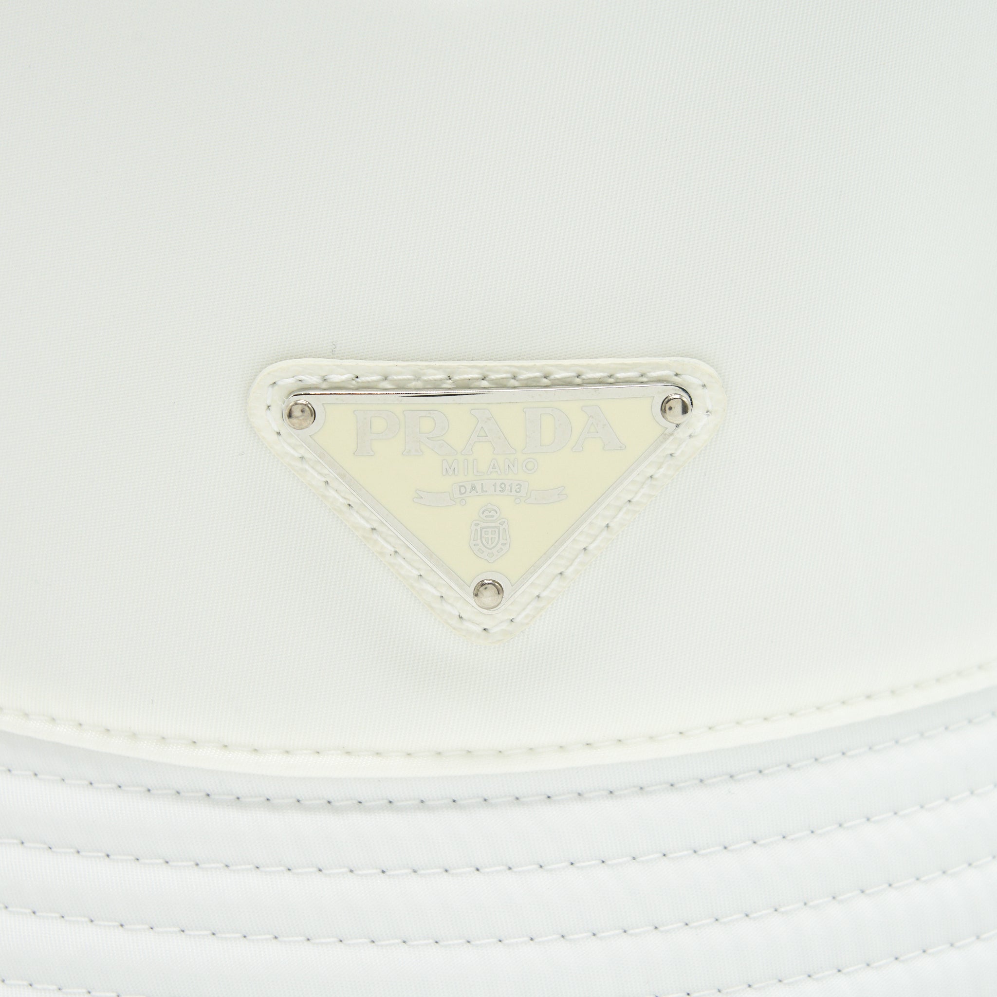 Prada Size M Nylon Bucket Hat In White