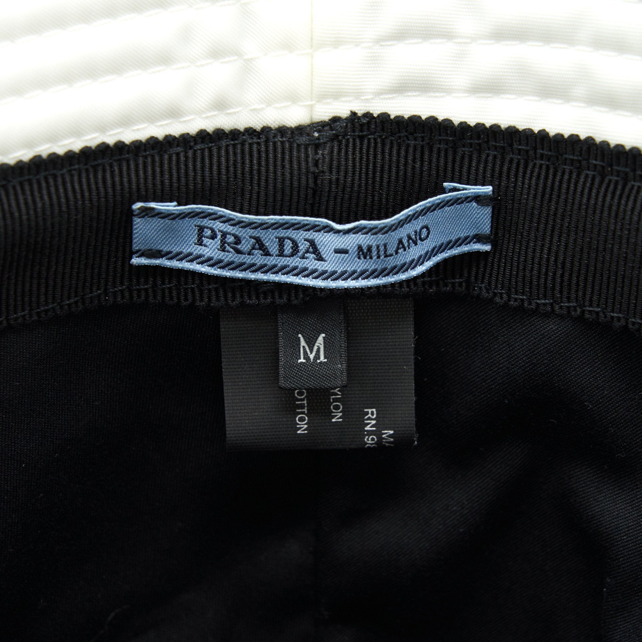 Prada Size M Nylon Bucket Hat White
