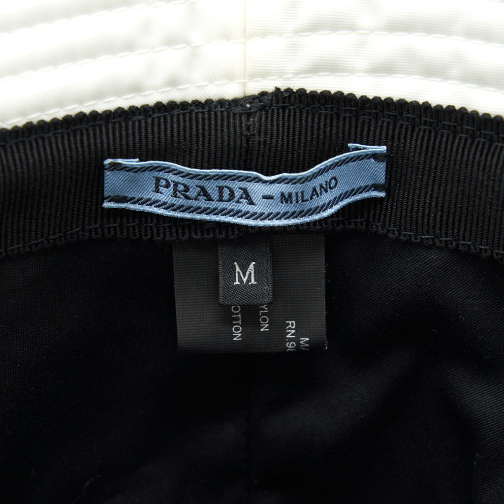 Prada Size M Nylon Bucket Hat In White