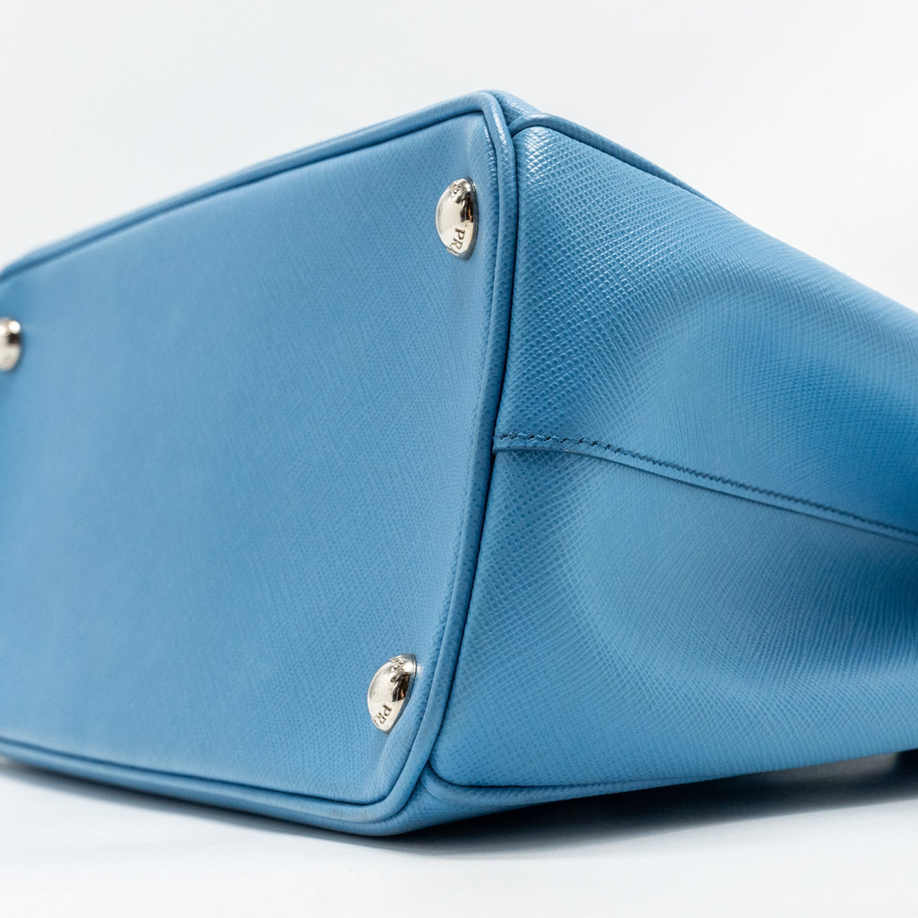 Prada Medium Galleria Saffiano Bag Leather Blue SHW