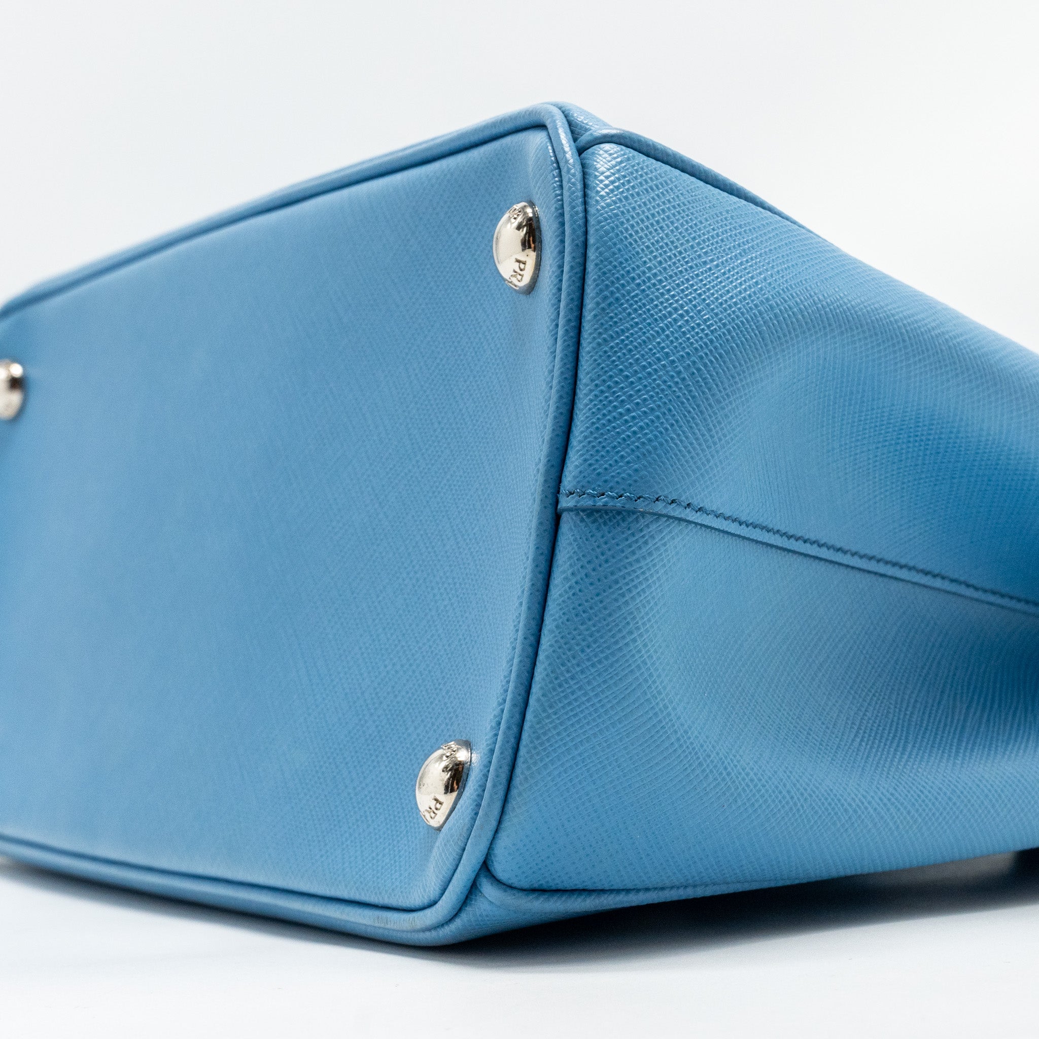 Prada Medium Galleria Saffiano Bag Leather Blue SHW