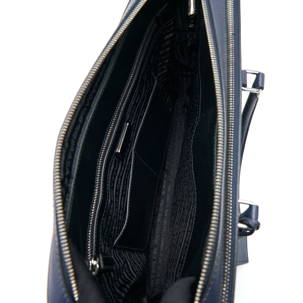 Prada Saffiano Briefcase Navy SHW