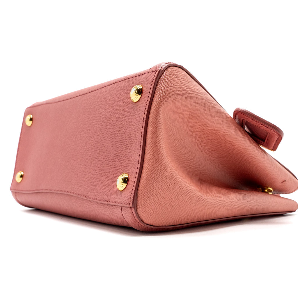Prada top handle small tote bag saffiano calfskin pink GHW