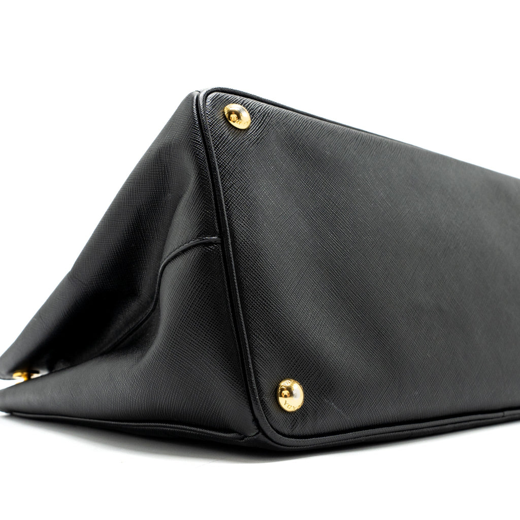 Prada large tote bag saffiano calfskin black GHW