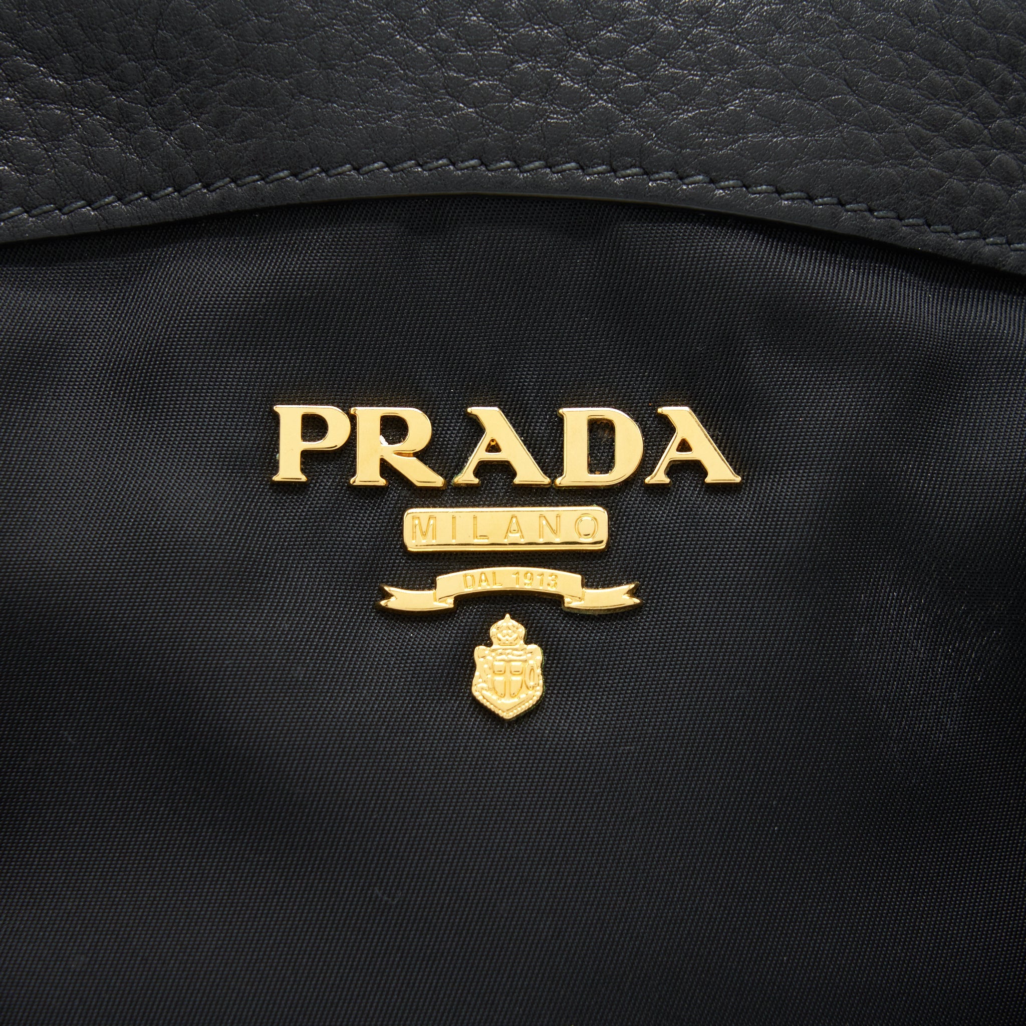 Prada Tessuto Handle Bag Nylon And Leather Black GHW