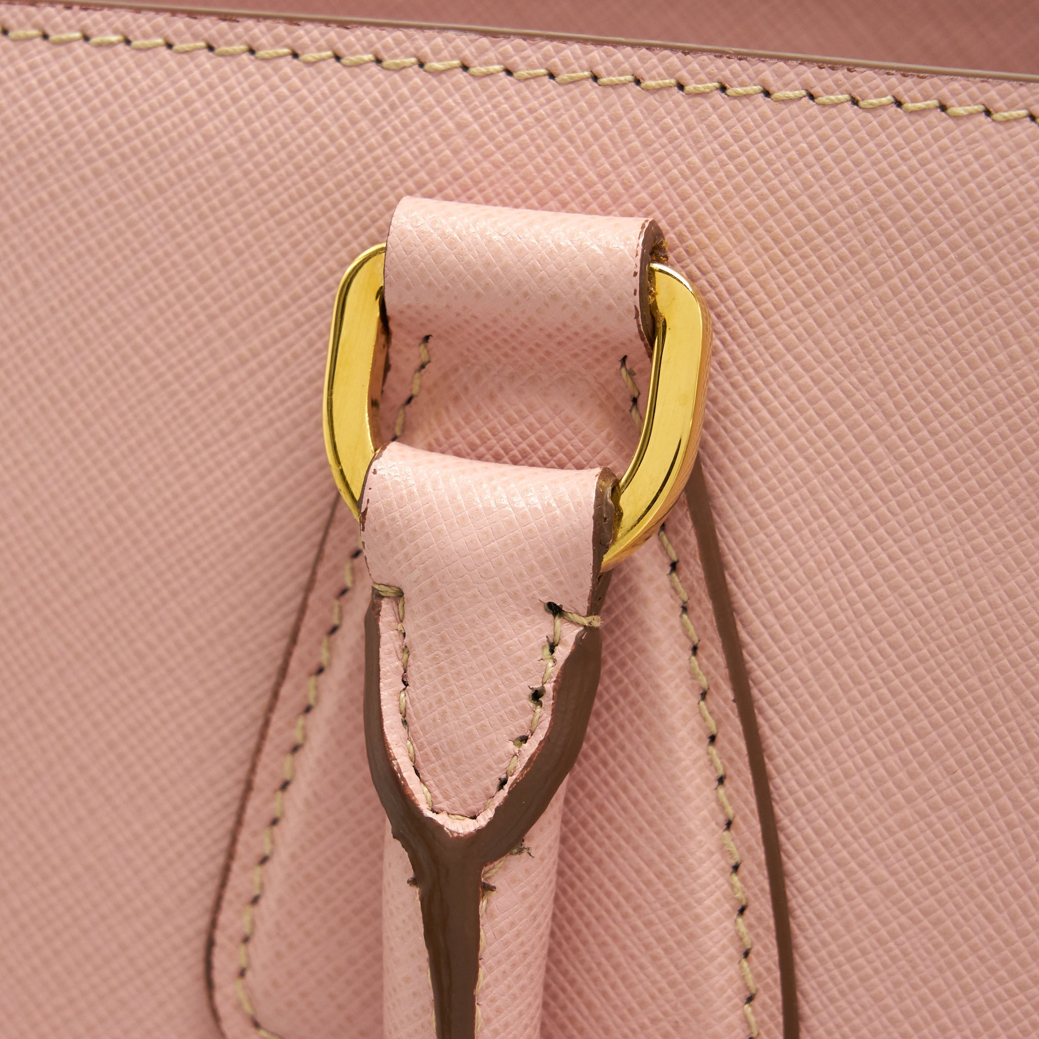 Prada Top Handle Saffiano tote bag Calfskin Pink/ White GHW