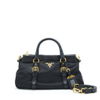 Prada Tessuto Handle Bag Nylon And Leather Black GHW