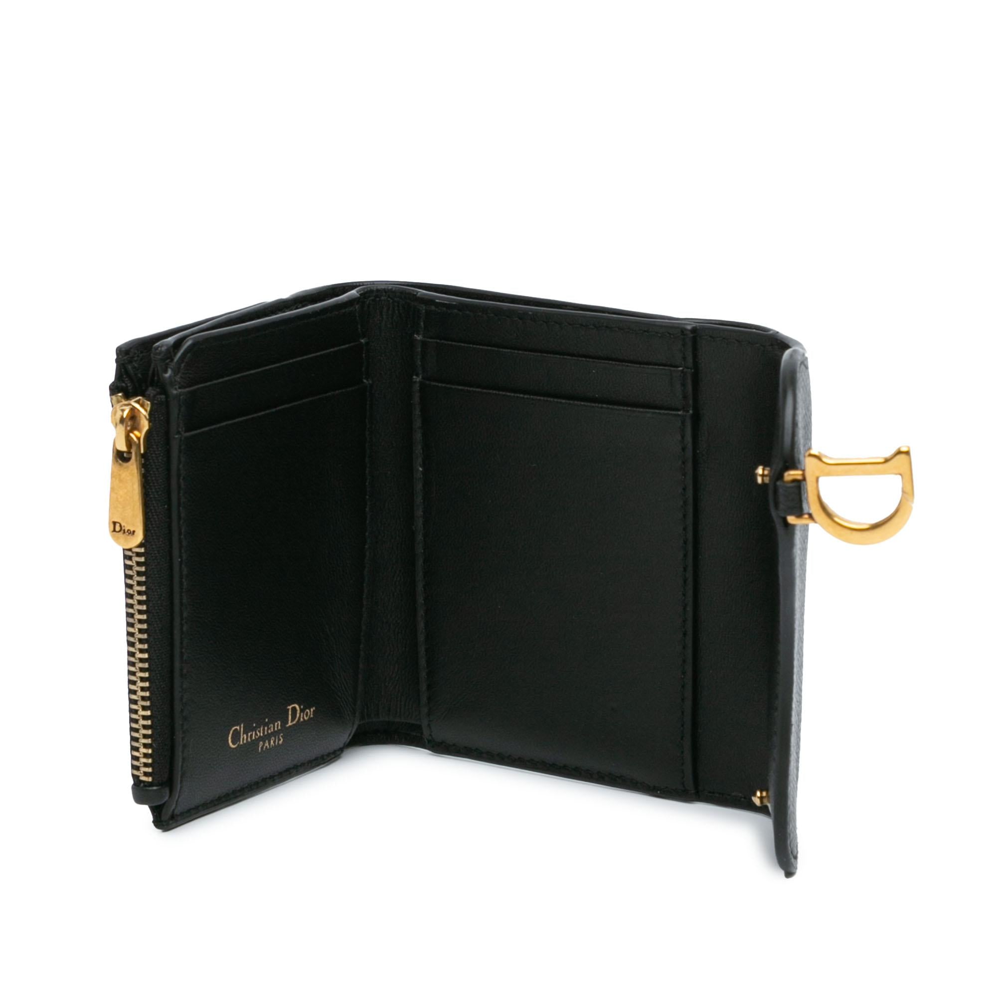 Dior Grained Calfskin Saddle Lotus Wallet