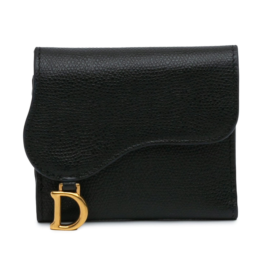 Dior Grained Calfskin Saddle Lotus Wallet