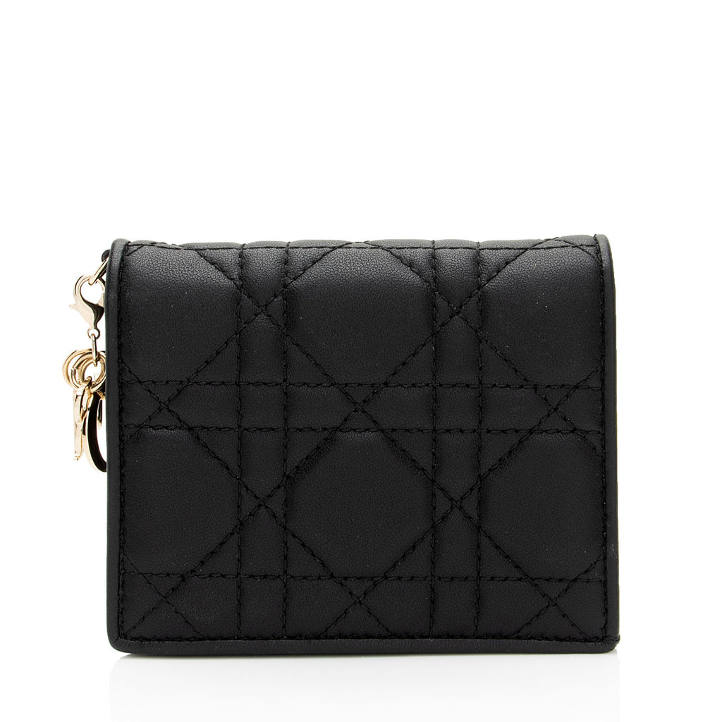 Dior Lambskin Lady Dior Lotus Wallet (SHF-UjrgWJ)