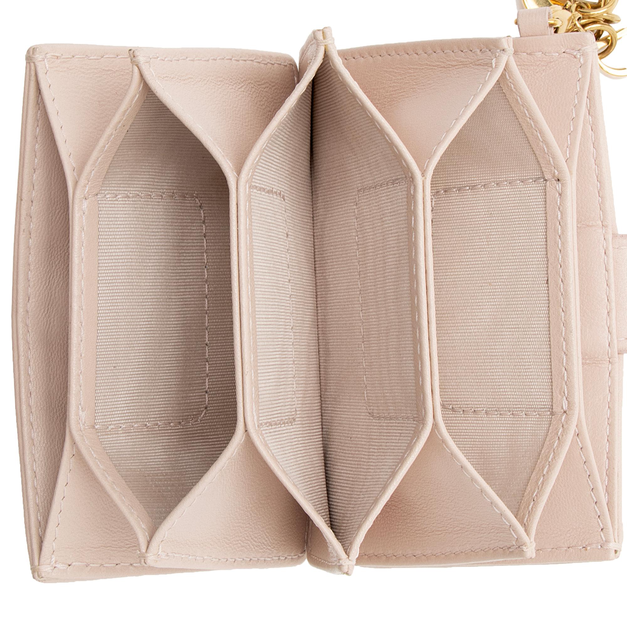 Dior Lambskin Studded Lady Dior 5-Gusset Card Holder (SHF-TOBEZh)