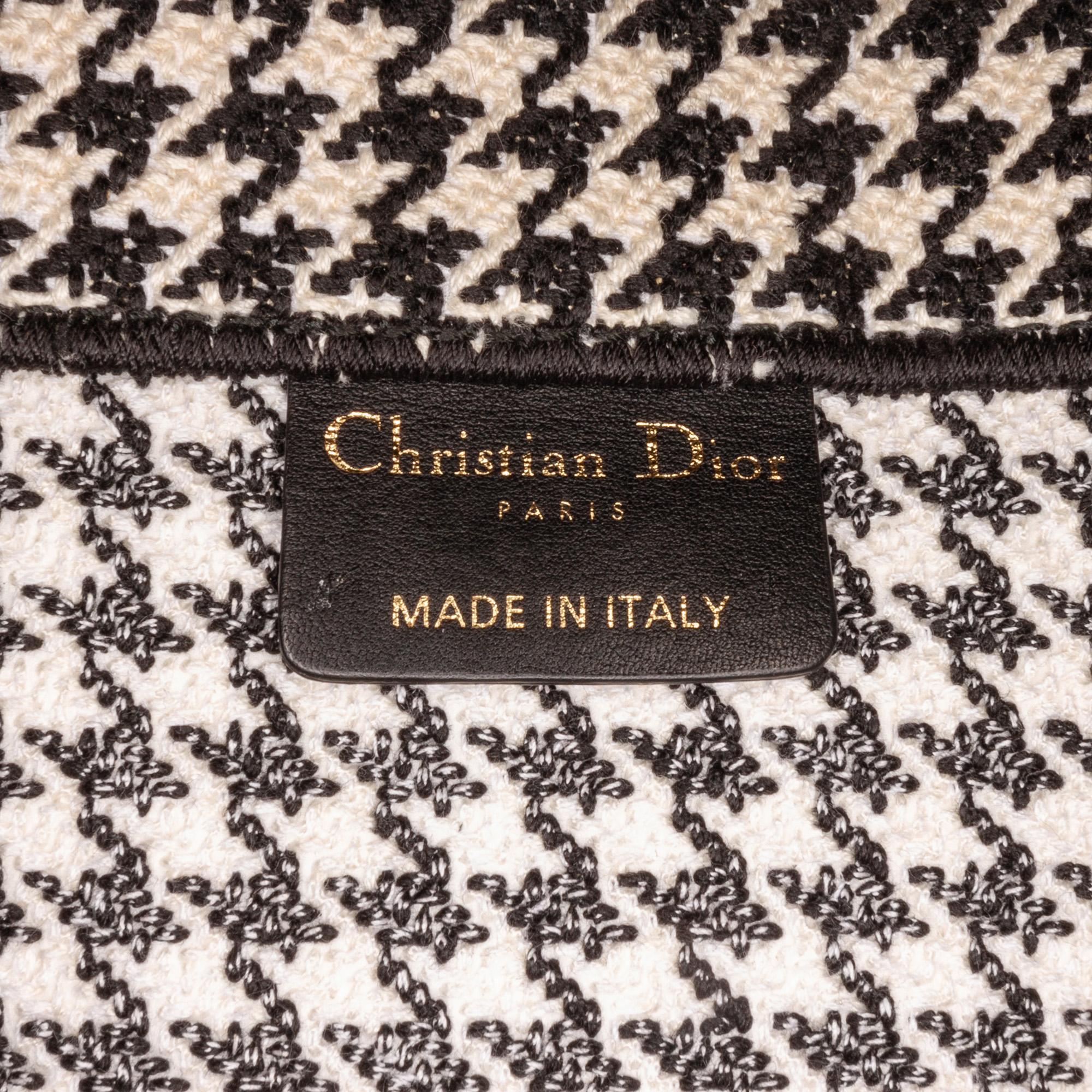 Dior Medium Houndstooth Embroidered Book Tote