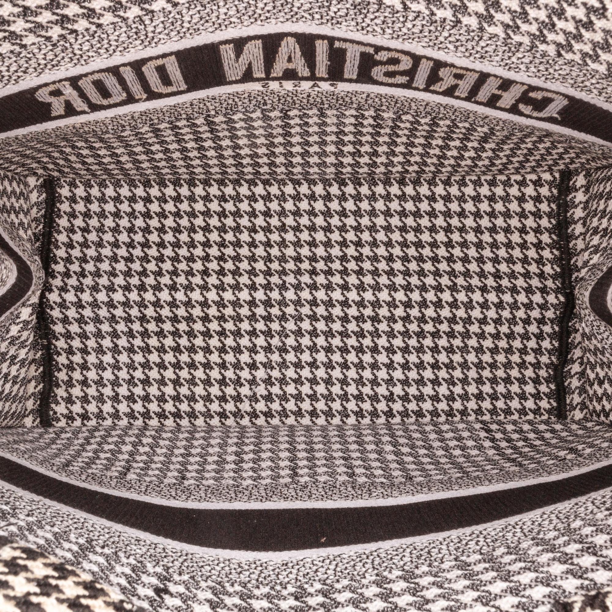 Dior Medium Houndstooth Embroidered Book Tote