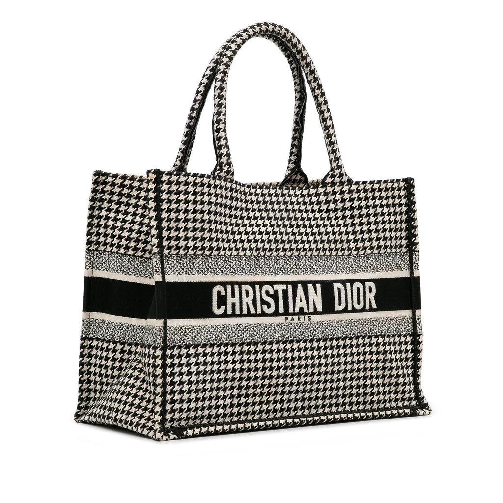 Dior Medium Houndstooth Embroidered Book Tote