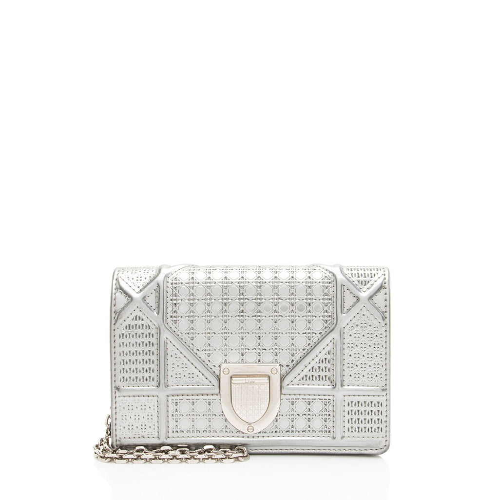 Dior Micro Cannage Metallic Calfskin Diorama Baby Shoulder Bag