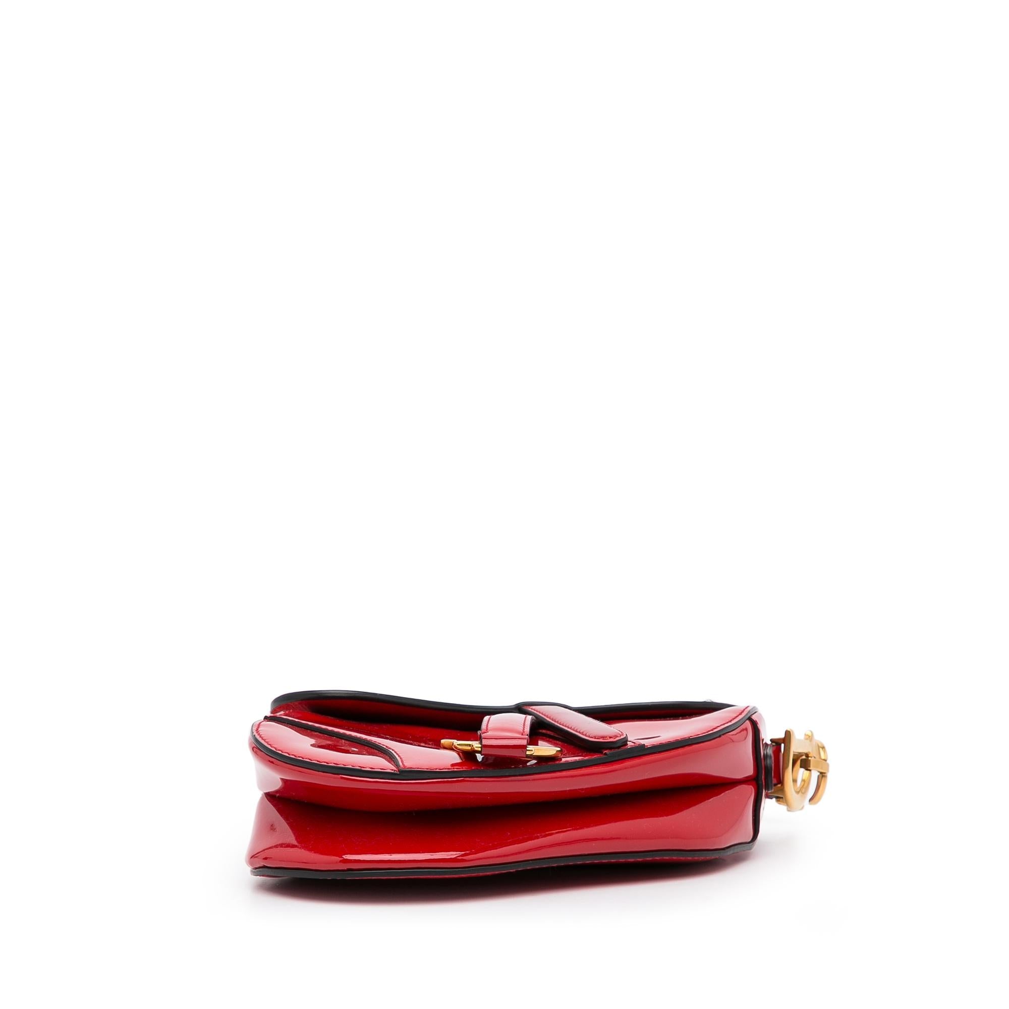 Dior Mini Saddle Patent Shoulder Bag (SHG-sOcB1B)
