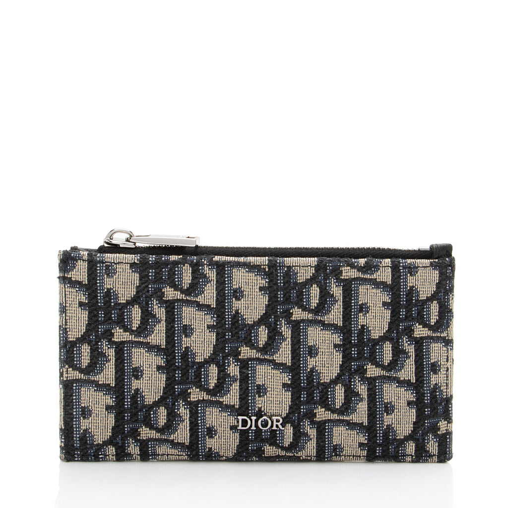 Dior Oblique Grained Calfskin Zipped Card Holder