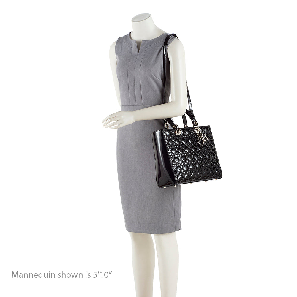 Dior Patent Leather Lady Dior Large Tote (SHF-17675)