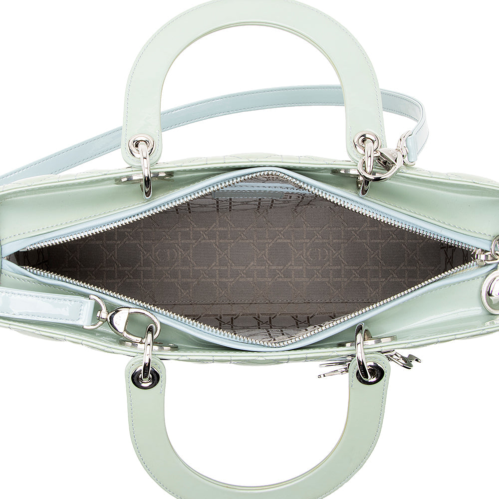 Dior Patent Leather Lady Dior Large Tote (SHF-22040)