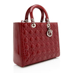 Dior Patent Leather Lady Dior Large Tote (SHF-22848)