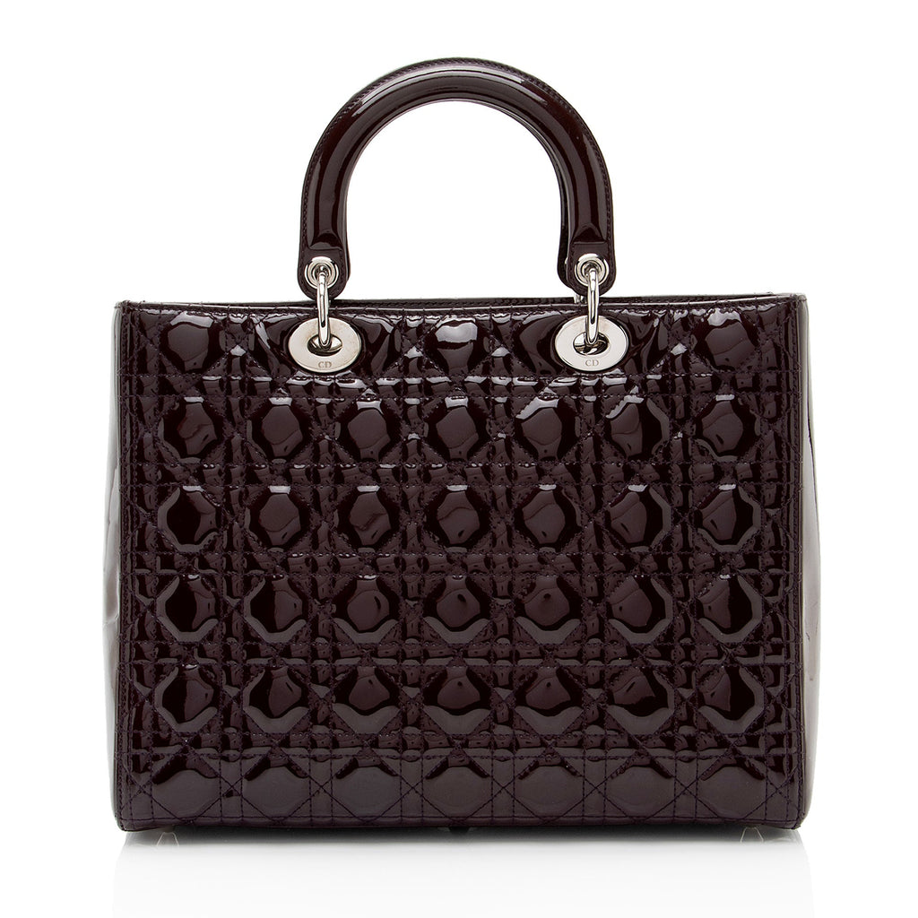 Dior Patent Leather Lady Dior Large Tote (SHF-5trAE8)