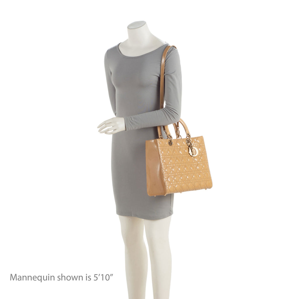 Dior Patent Leather Lady Dior Large Tote (SHF-EZ4EwJ)
