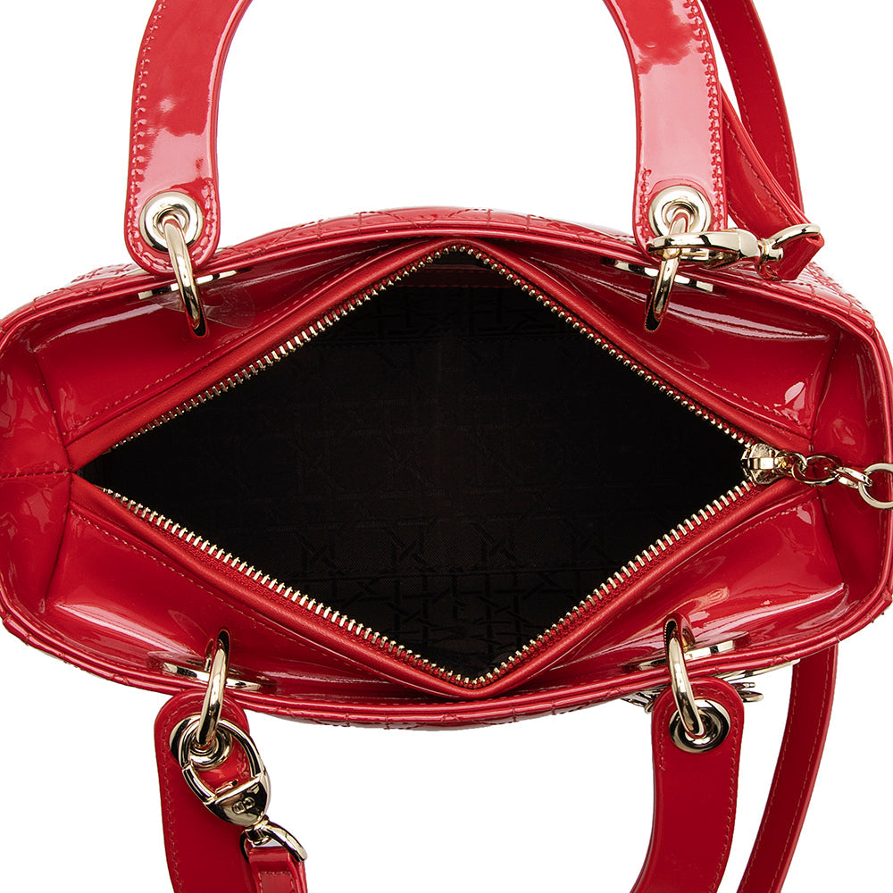 Dior Patent Leather Lady Dior Medium Tote (SHF-22059)
