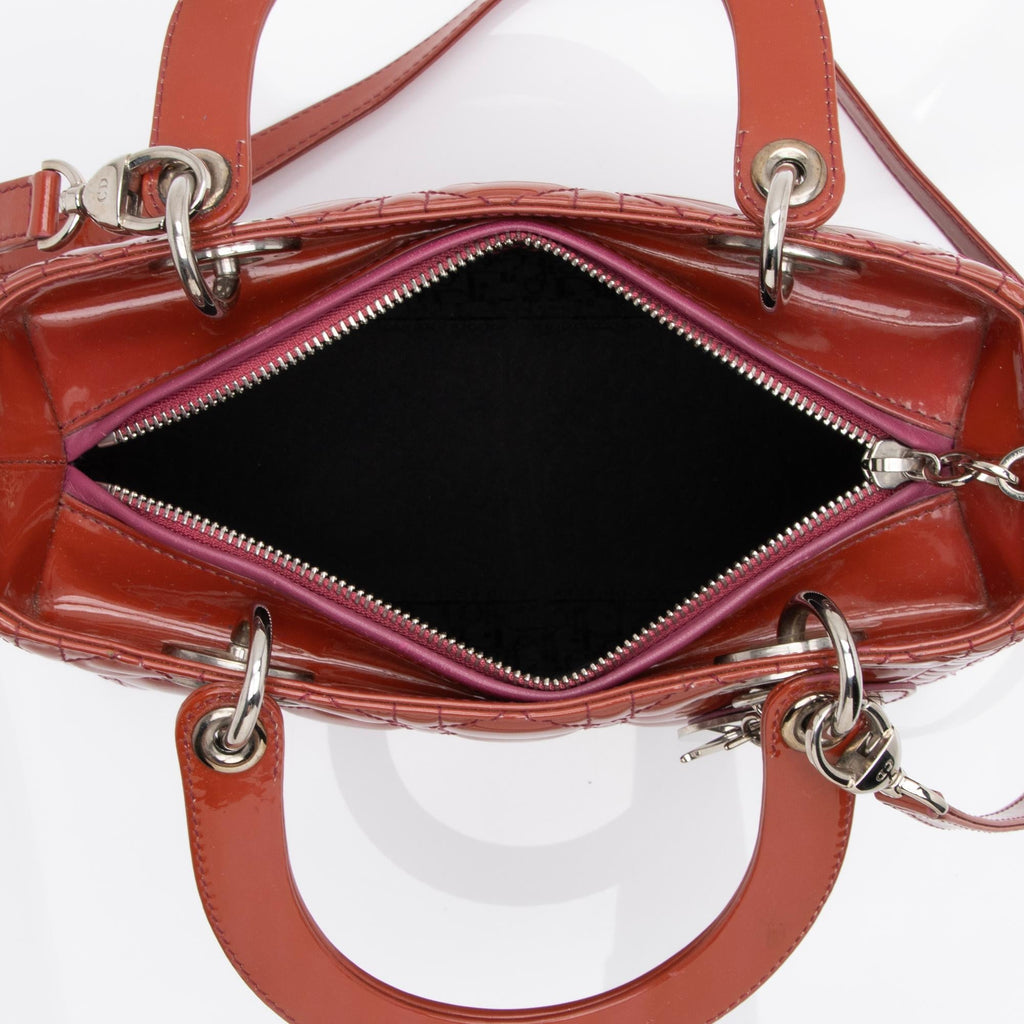 Dior Patent Leather Lady Dior Medium Tote (SHF-23564)