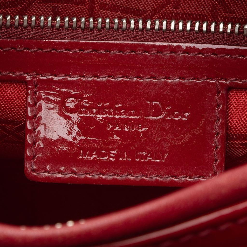 Dior Patent Leather Lady Dior Medium Tote (SHF-KM7Orb)
