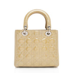 Dior Patent Leather Lady Dior Medium Tote (SHF-595Avu)