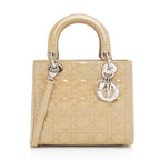 Dior Patent Leather Lady Dior Medium Tote (SHF-595Avu)