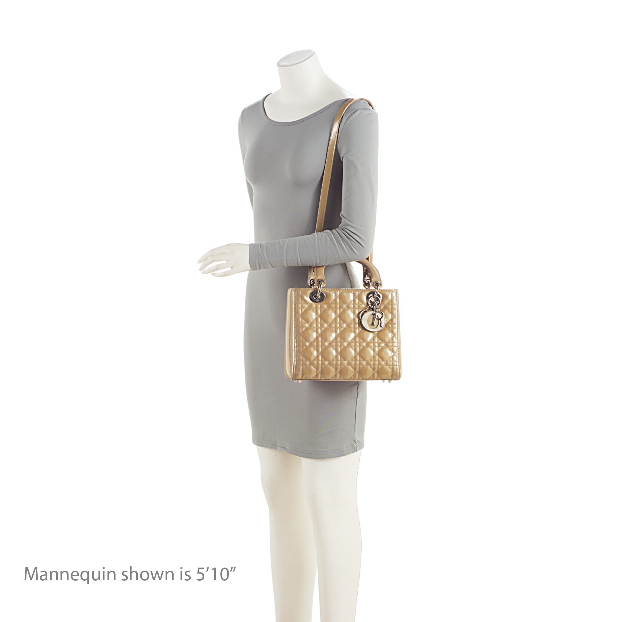 Dior Patent Leather Lady Dior Medium Tote (SHF-595Avu)