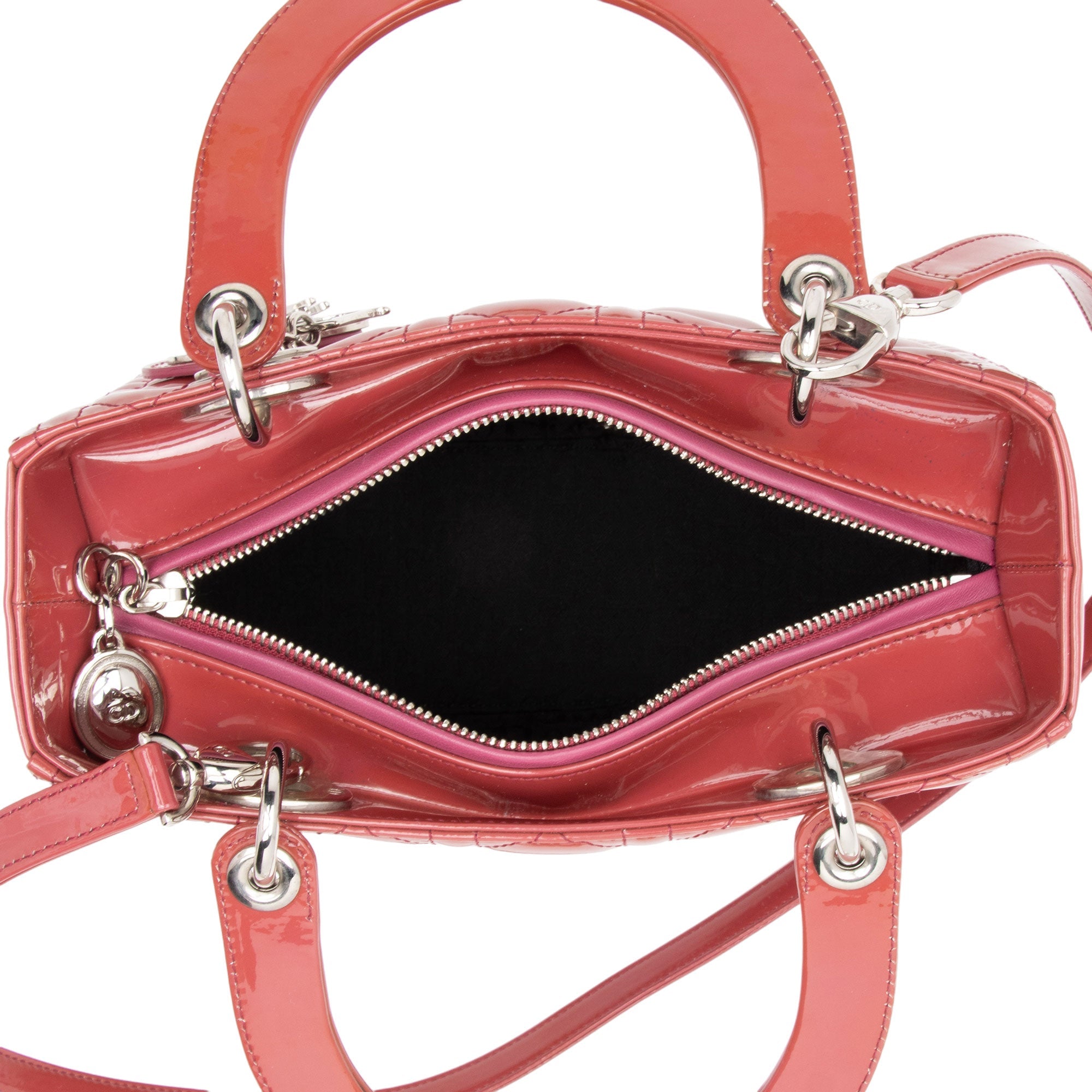 Dior Patent Leather Lady Dior Medium Tote (SHF-9SFjWH)