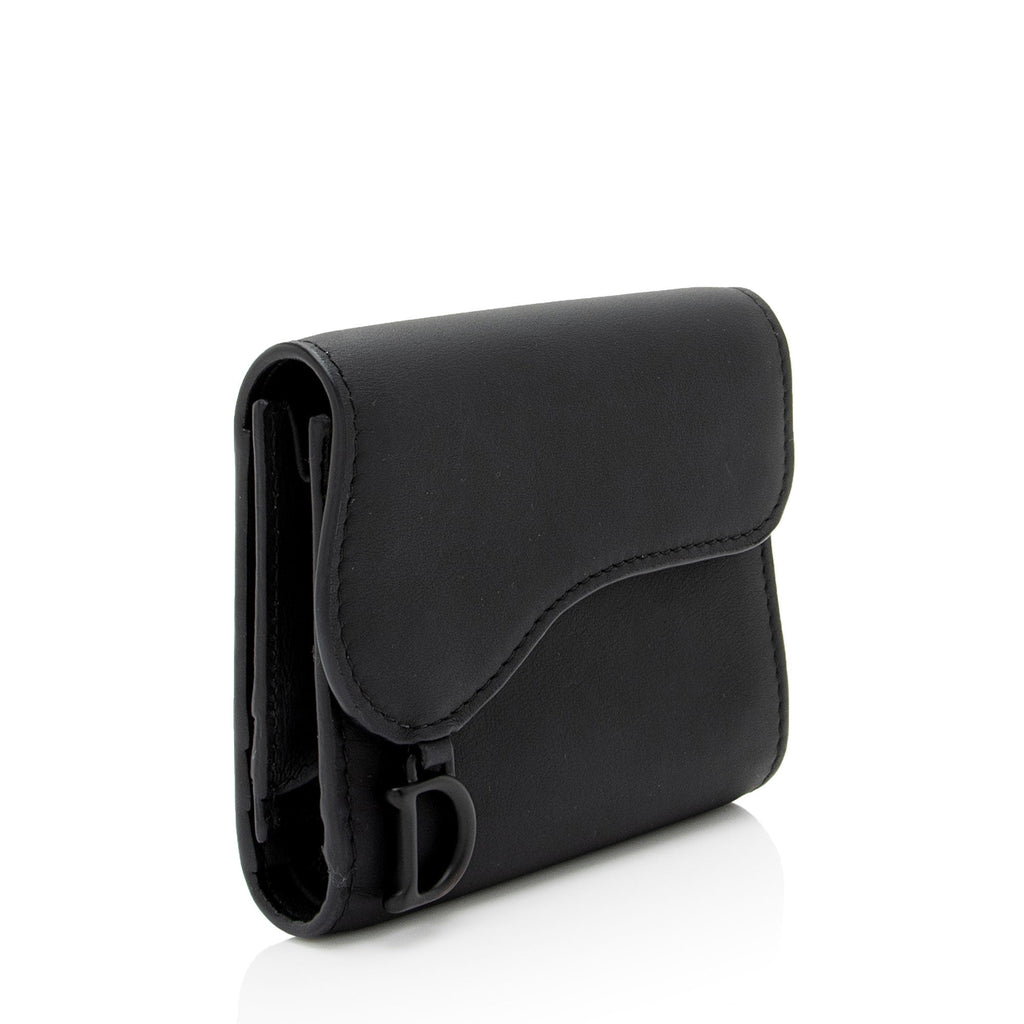 Dior Ultra Matte Calfskin Saddle Lotus Compact Wallet