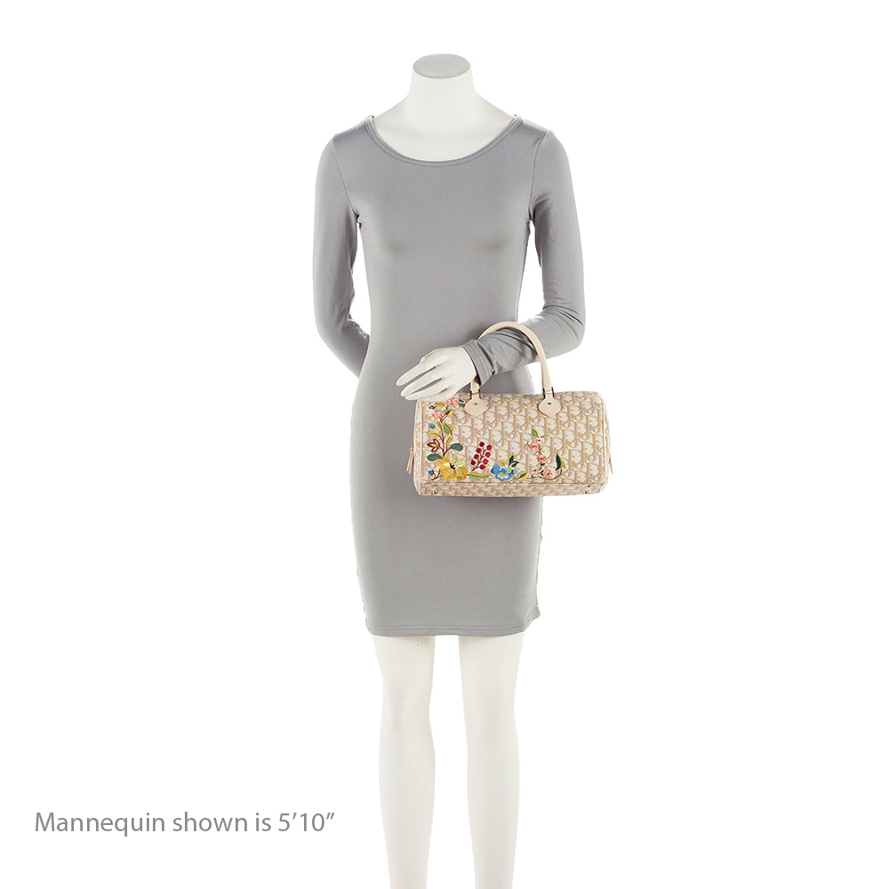 Dior Vintage Embroidered Flowers Satchel (SHF-21051)