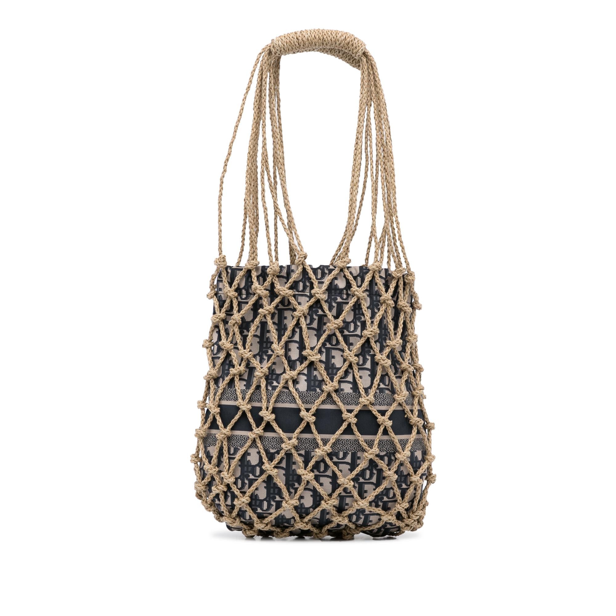 Dior Woven Rope and Oblique Technical Fabric Net Bag (SHG-IPF81H)