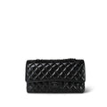 Chanel So Black Shiny Crumpled Calfskin Quilted Medium Classic Flap