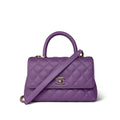 Chanel Purple Caviar Quilted Small Coco Handle
