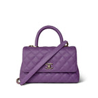 Chanel Purple Caviar Quilted Small Coco Handle