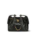 Chanel 25B Black Shiny Calfskin Quilted 25 Hobo Bag Small Mixed Hardware