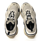 Balenciaga Fabric Mesh Womens Triple S Sneakers 38 Beige Black