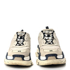 Balenciaga Fabric Mesh Womens Triple S Sneakers 38 Beige Black