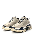 Balenciaga Fabric Mesh Womens Triple S Sneakers 38 Beige Black