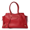 Balenciaga Grained Calfskin Neo Classic Gold Hardware Large Top Handle Bag Medium Red
