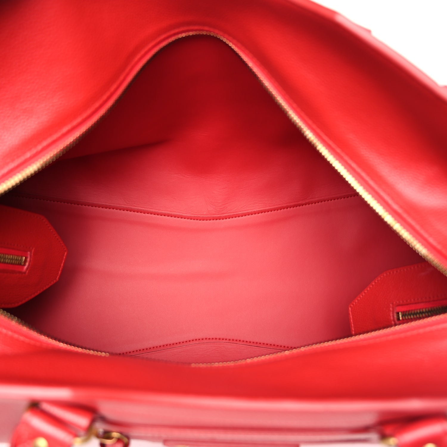 Balenciaga Grained Calfskin Neo Classic Gold Hardware Large Top Handle Bag Medium Red