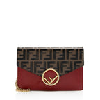 Fendi FF Embossed Calfskin Wallet on Chain Mini Bag (SHF-20480)
