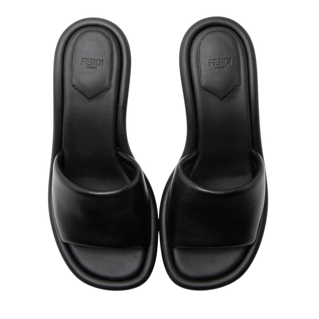 Fendi Leather Baguette FF Cutout Heel Mules - Size 7.5 / 37.5